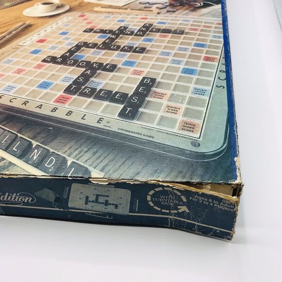SCRABBLE Deluxe Ed Game Selchow Righter 1987 Turntable VINTAGE *One Tile Missing - Picture 2 of 16